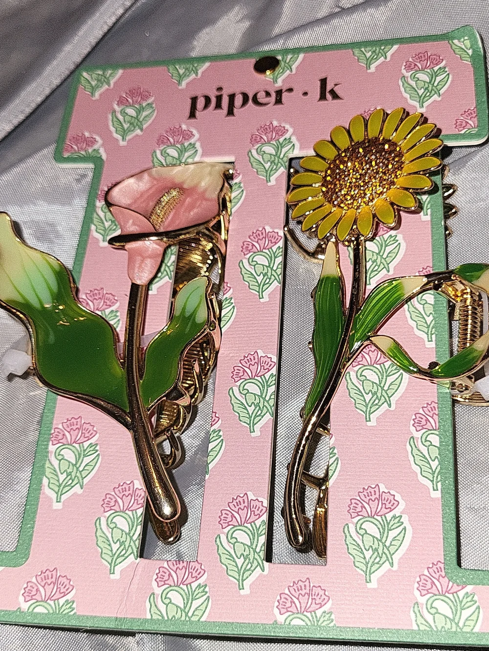 Piper K Sunflower Calla Lily Floral Hair Clips Brand New Ls Lp